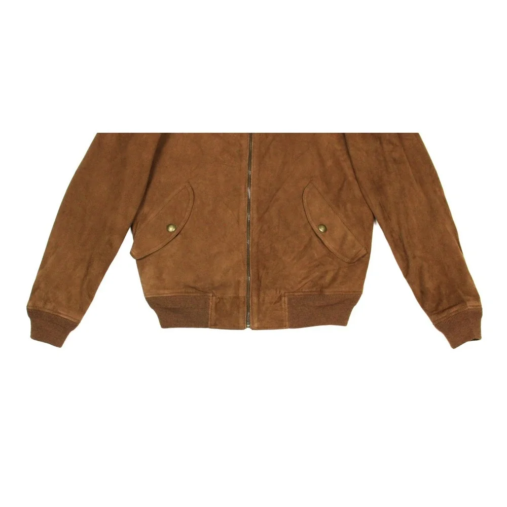Polo Ralph Lauren Suede Flight Jacket Mens S Brown Full Zip Classic Bomber